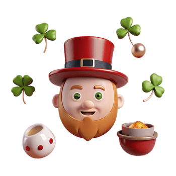 Happy Leprechaun with Pot of Gold and Shamrocks png