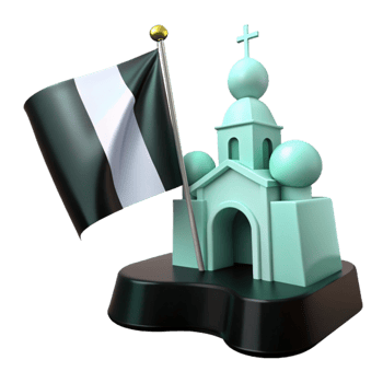 3D Render of Church with Flag png