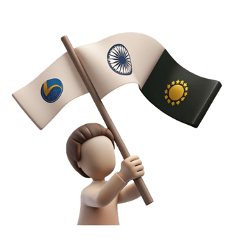 3D Cartoon Character Holding Flags of India and the Pacific png