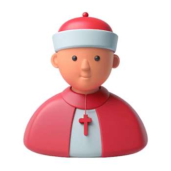 3D Render of a Cartoon Religious Figure Wearing a Red Robe and a White Hat png