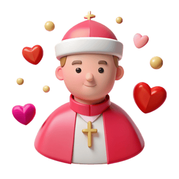 3D Cartoon Character Wearing Religious Garment with Hearts png