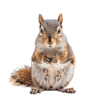 Squirrel front view full body isolate on transparency background png