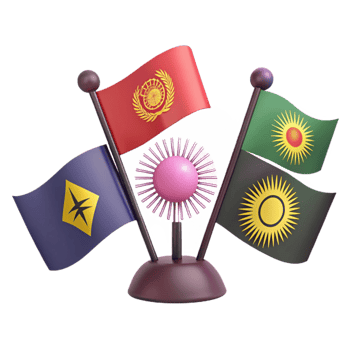 Three Flags with Sun Symbols png