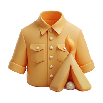 Camping Shirt and Tent 3D Render png