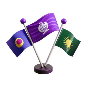 Three Flags Waving on a Stand png