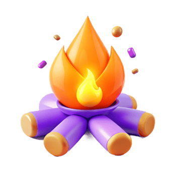 3D Render of a Cartoon Campfire with Flames png