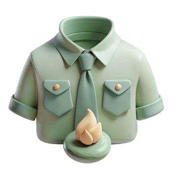 3D Rendered Illustration of a Green Shirt with a Tie and a Flame Icon png