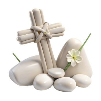 White Cross, Stones and Flower png