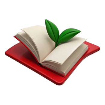 Open Book with Green Sprout Growing png