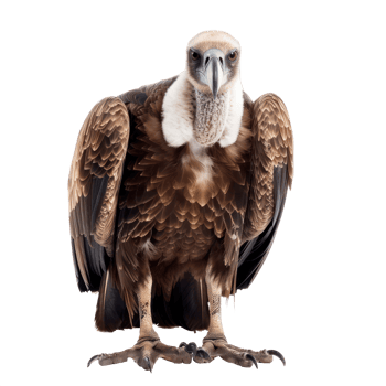 Vulture front view full body isolate on transparency background png