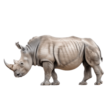 Rhinoceros side view full body isolate on transparency background png