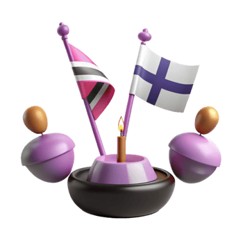 3D Render of Two Flags with a Candle png