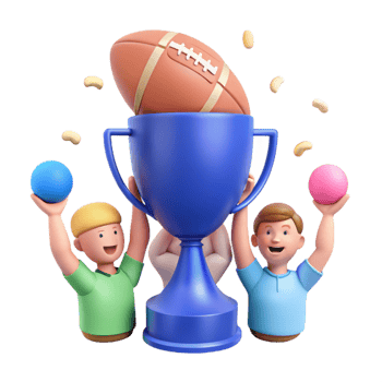 Celebrating Victory with a Trophy and Football png