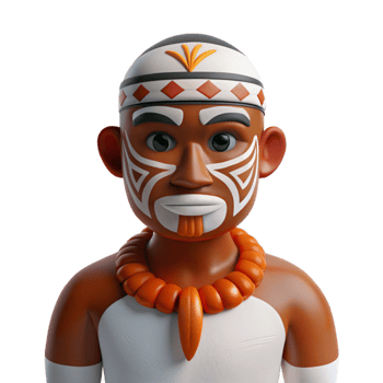 3D Cartoon Tribal Man with Face Paint and Necklace png