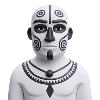 3D Illustration of a Tribal Figure with Black and White Tattoos png