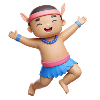 Happy 3D Cartoon Character Jumping and Smiling png