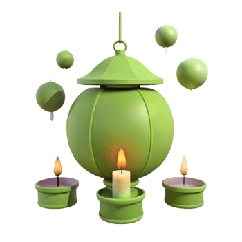 Green Lantern With Candles and Floating Balls png