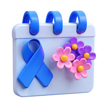 Calendar Reminder Blue Ribbon and Flowers png