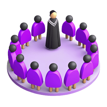 3D Illustration of a Group of People Surrounding a Speaker in a Circle png