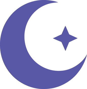 A purple crescent with a star on it vector