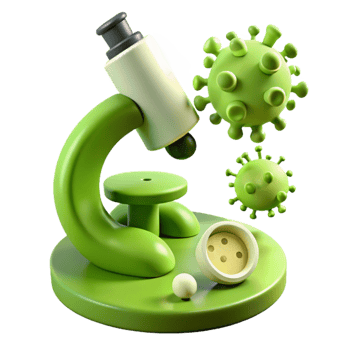 Microscope Examining Virus Research, Science, and Healthcare png