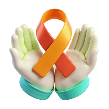 Hands Holding Orange and Red Awareness Ribbon png