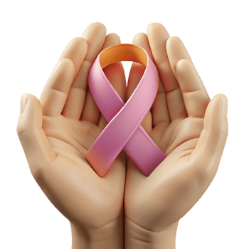 Support and Awareness Pink Ribbon Held in Open Hands png