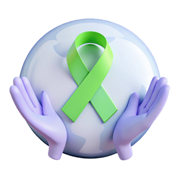 Green Ribbon on Earth Globe A Symbol of Hope png