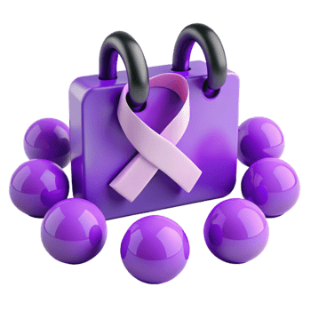 Purple Awareness Ribbon on a Locked Box png