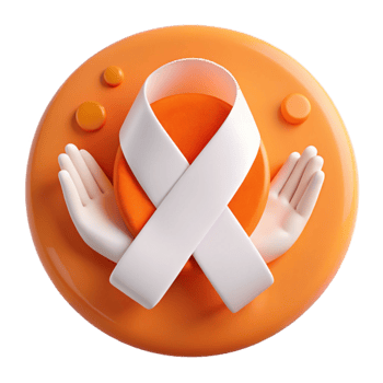 Orange Circle with White Ribbon and Hands png