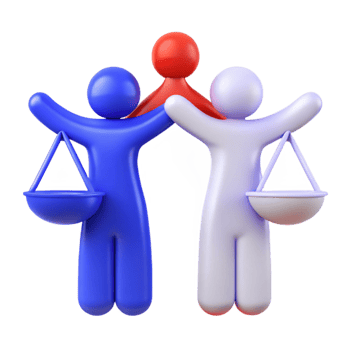 Three Figures Holding Scales of Justice Symbol of Balance and Fairness png