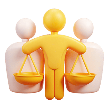 Balancing Act 3D Illustration of Fairness and Equality png