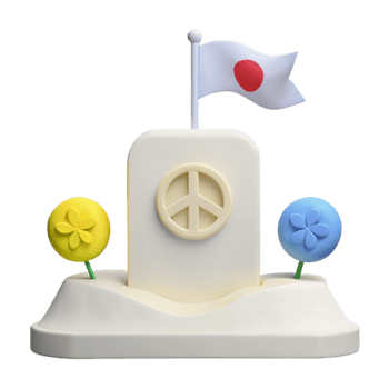 Peace Symbol on White Platform with Japanese Flag png
