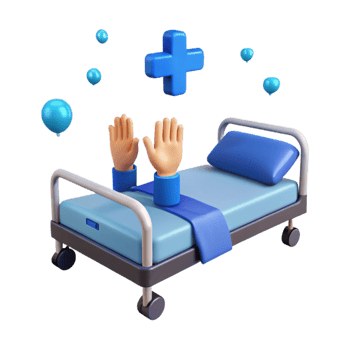 3D Render of a Hospital Bed with a Patient s Arms Raised in the Air png