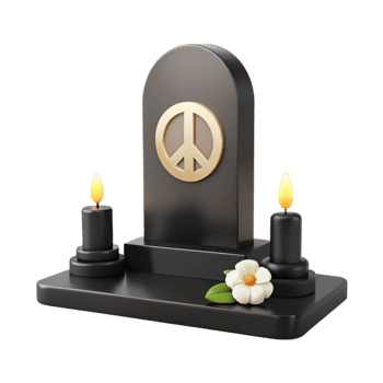 Peace Symbol, Candles, and Flower on a Black Base png