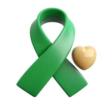 Green Ribbon with Heart Symbol A Sign of Support and Hope png