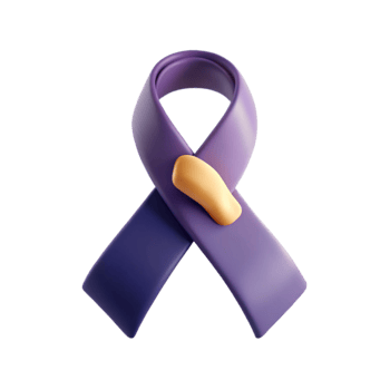 Purple Awareness Ribbon with Yellow Accent png