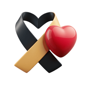 3D Render of Heart and Ribbon png