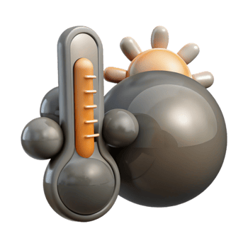 Hot Weather Illustration with Thermometer and Sun png