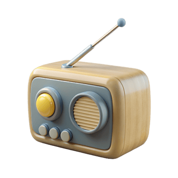 Vintage Wooden Radio with Antenna png