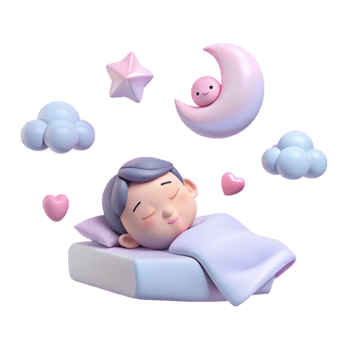 Sleeping Cartoon Character with Moon, Stars and Clouds png