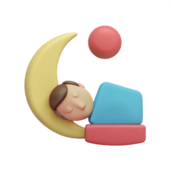 Sleeping 3D Illustration Person Resting in a Crescent Moon png
