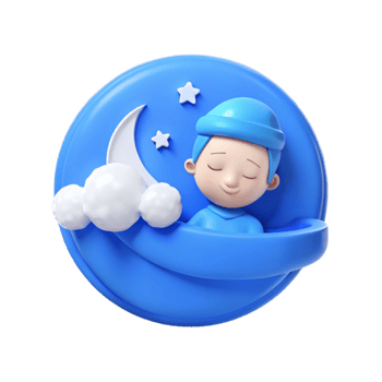 Sleeping Cartoon Character with Moon and Stars png