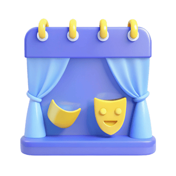 Calendar with Stage Curtain and Masks png