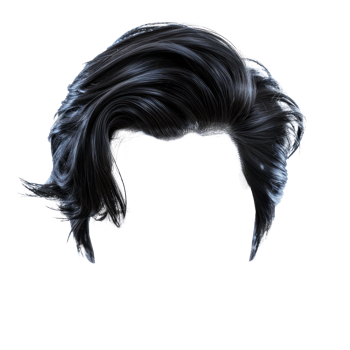 Stylish men hair wig Modern Hairstyles, fashionable hairstyle front view isolate on transparency background png