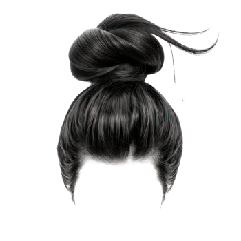 Top Knot Stylish men hair wig, fashionable hairstyle front view isolate on transparency background png