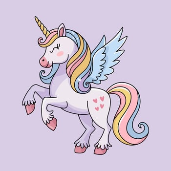 Baby Unicorn Cartoon Icon Illustration. vector