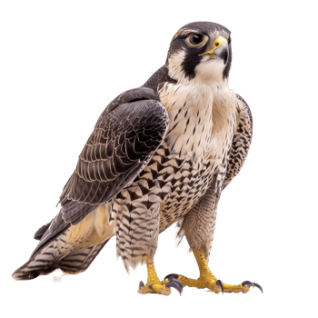 Falcon bird frontview full body isolate on transparency background png
