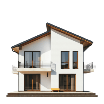 Split-Level House front view full length isolate on transparency background png