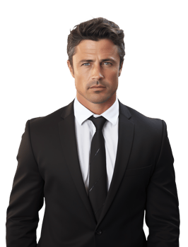 Man in a black professional suit png